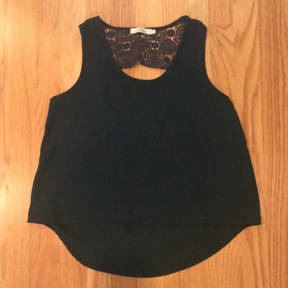 Green crocheted back tank